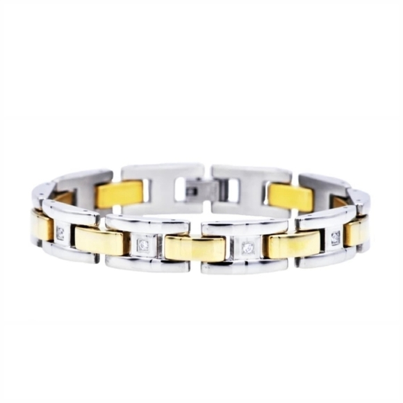 Blackjack Stainless Men's Steel CZ Bracelet - Picture 5 of 8